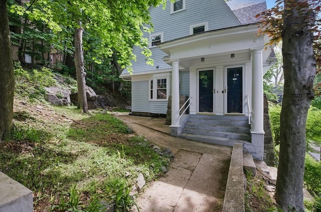 view of exterior entry with french doors
