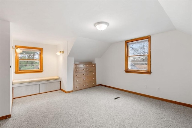 bonus room with a wealth of natural light, carpet floors, and baseboards