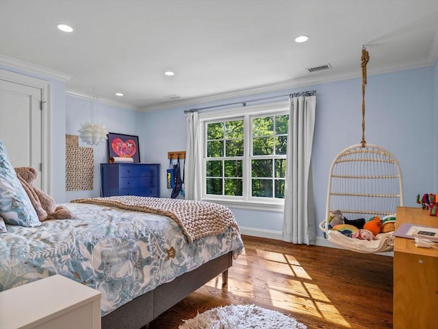 50 Temple Rd, Wellesley, MA 02482 - bedroom featuring wood finished floors, recessed lighting, baseboards, and crown molding