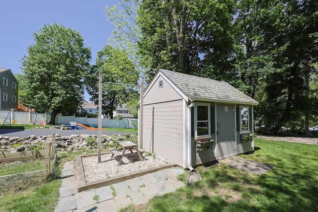 view of shed