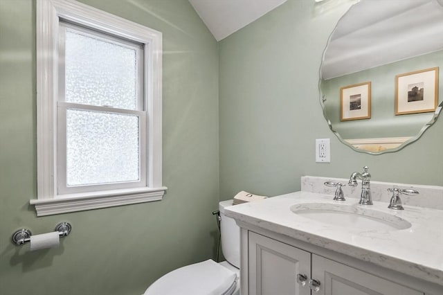 101 Eastern Ave, Woburn, MA 01801 - half bathroom featuring plenty of natural light, vaulted ceiling, and vanity