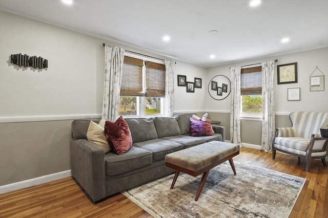 101 Eastern Ave, Woburn, MA 01801 - living room with recessed lighting, hardwood / wood-style floors, and ornamental molding
