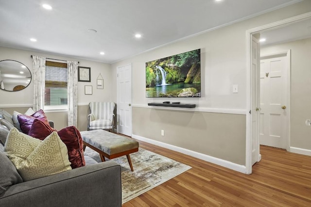 101 Eastern Ave, Woburn, MA 01801 - living area featuring recessed lighting, wood finished floors, and ornamental molding