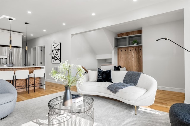 living room featuring light hardwood / wood-style floors