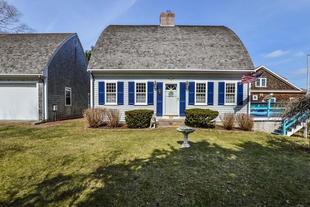 12 Taunton Ave, Marion, MA 02738 - cape cod home with a chimney, a front lawn, and a garage
