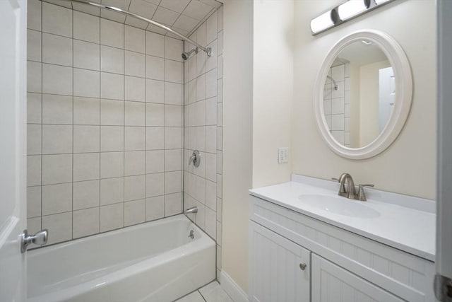 bathroom with vanity, shower / washtub combination, and tile patterned flooring