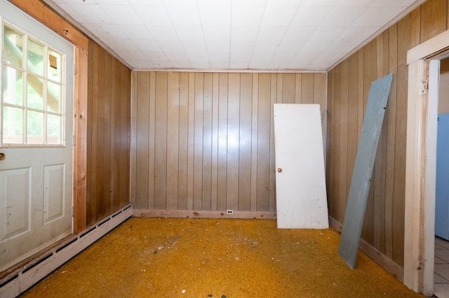 127 Cliff St, Southbridge, MA 01550 - unfurnished room featuring a baseboard heating unit and wooden walls
