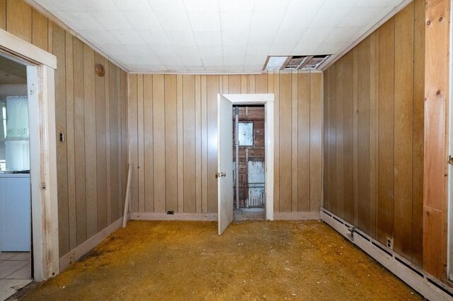 127 Cliff St, Southbridge, MA 01550 - spare room featuring baseboard heating and wooden walls