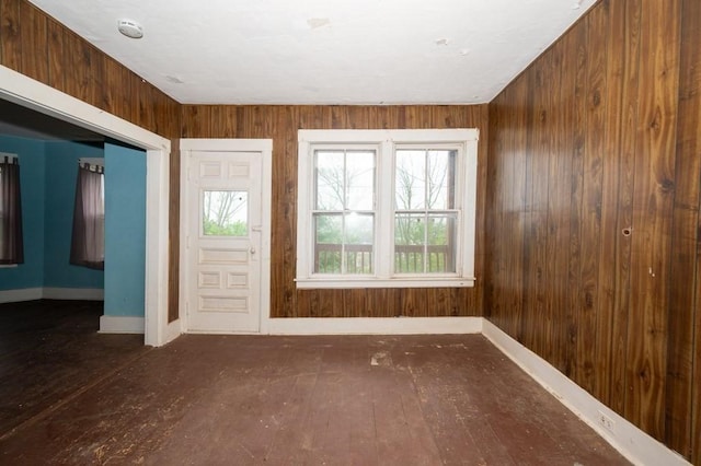 127 Cliff St, Southbridge, MA 01550 - entrance foyer featuring baseboards, wooden walls, and hardwood / wood-style flooring
