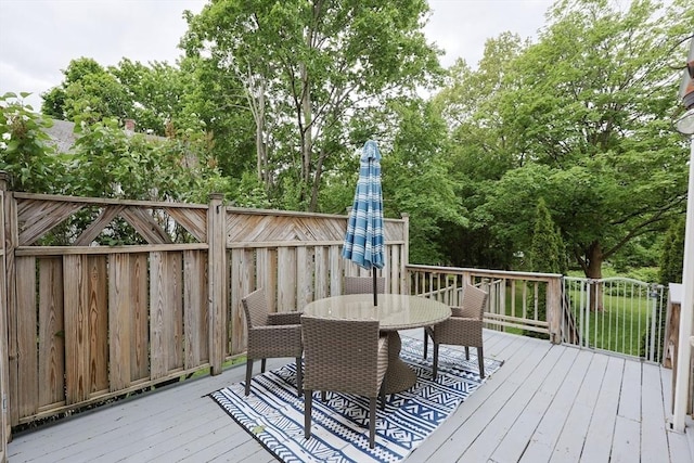 253 Front St, Weymouth, MA 02188 - wooden terrace featuring outdoor dining space and view of scattered trees