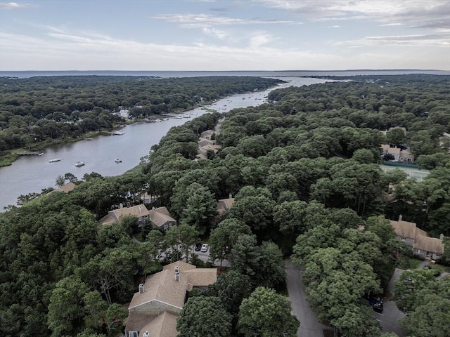 32 Sandy Reach Unit 32, Falmouth, MA 02536 - drone / aerial view featuring a wooded view and a water view