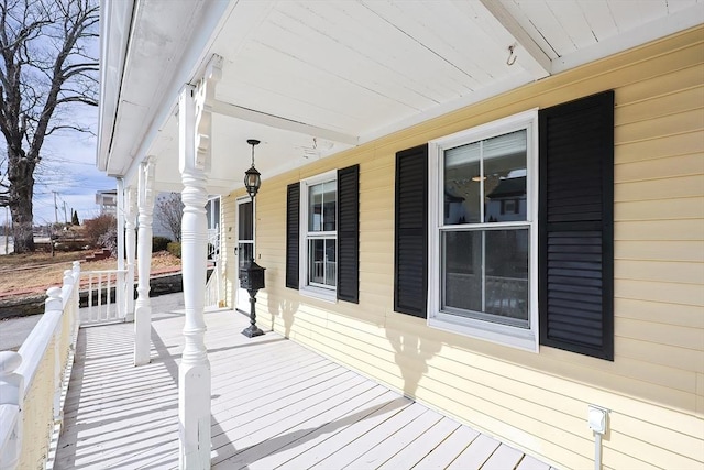 deck featuring covered porch