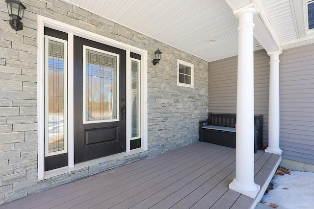 deck with covered porch