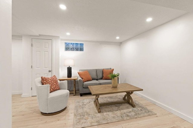 living area featuring light wood-type flooring