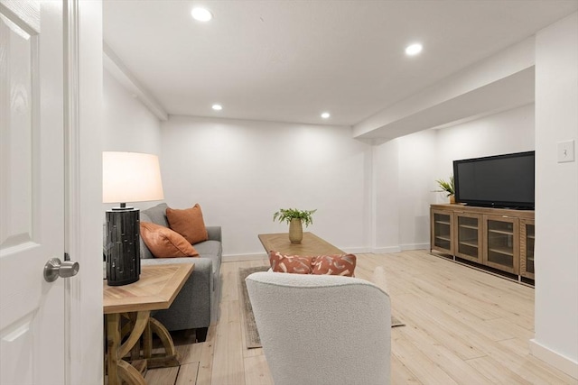 living room featuring light wood-type flooring