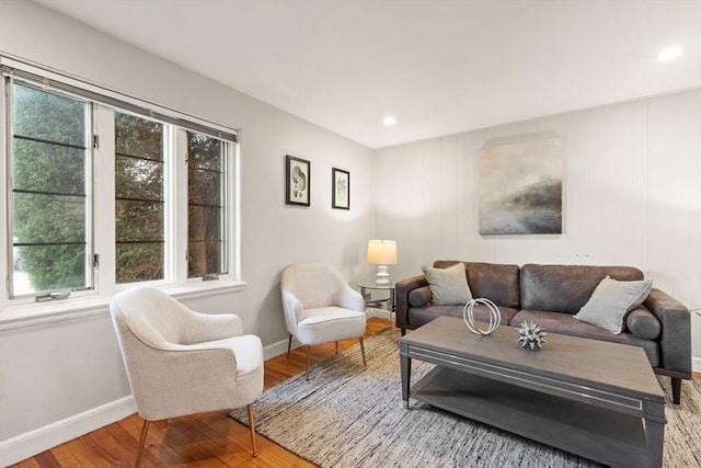 living room with wood-type flooring