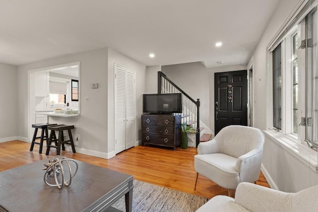 living room featuring hardwood / wood-style flooring