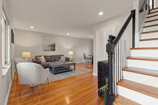 living room featuring light hardwood / wood-style flooring