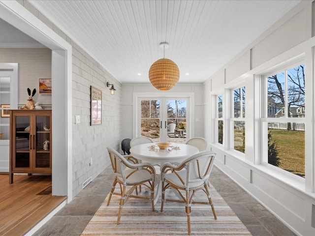 sunroom / solarium with french doors