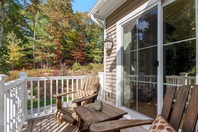 wooden balcony with a deck