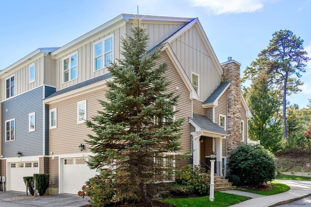 exterior space featuring a garage