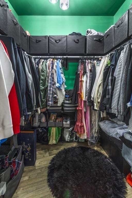 spacious closet featuring wood finished floors