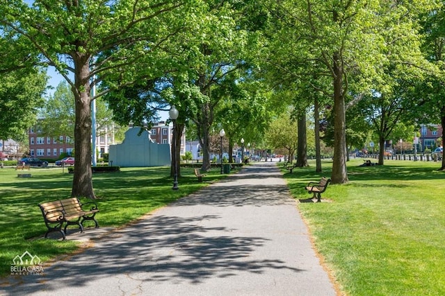 view of community featuring a yard