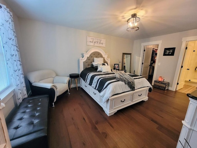 391 Gibbs St, Fall River, MA 02720 - bedroom featuring dark wood-style floors, a walk in closet, a closet, and baseboards