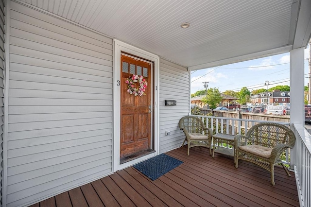 deck featuring covered porch