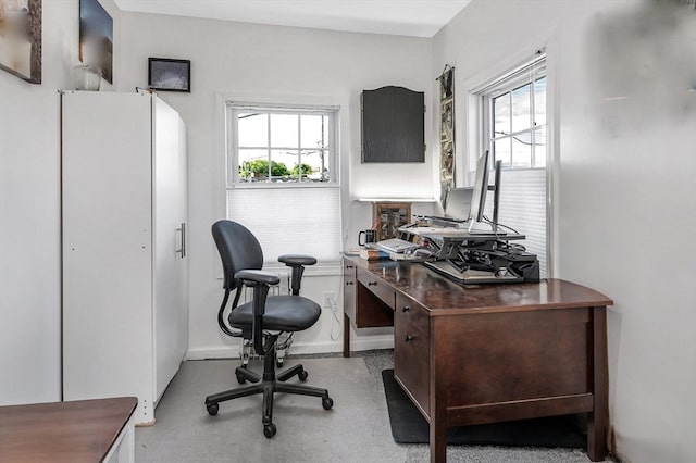 home office with baseboards