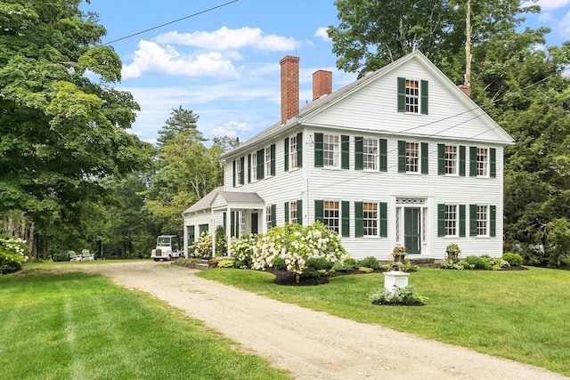 9 The Cmn, Royalston, MA 01368 - view of front facade with a chimney, dirt driveway, and a front lawn
