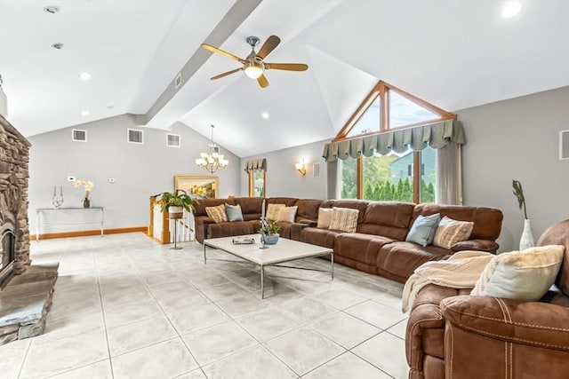 18 Sumac St, Billerica, MA 01821 - living area featuring a ceiling fan, a chandelier, recessed lighting, and baseboards