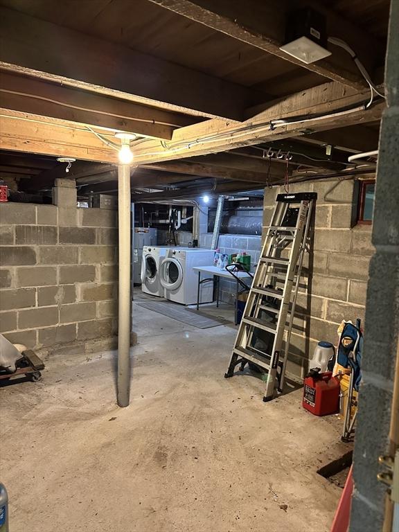 16 Neds Way, Plymouth, MA 02360 - unfinished below grade area featuring washing machine and clothes dryer