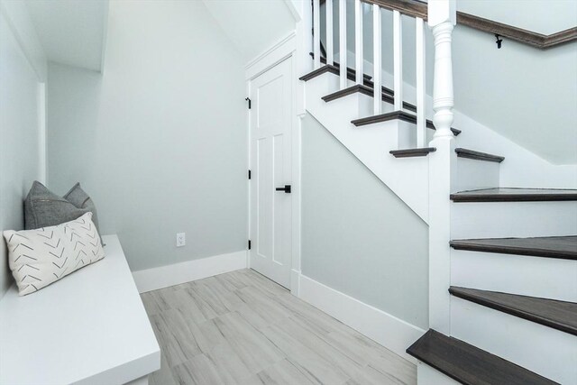 stairway with baseboards