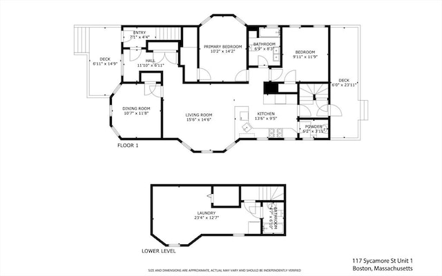 117 Sycamore St Unit 1, Boston, MA 02131 - home floor plan