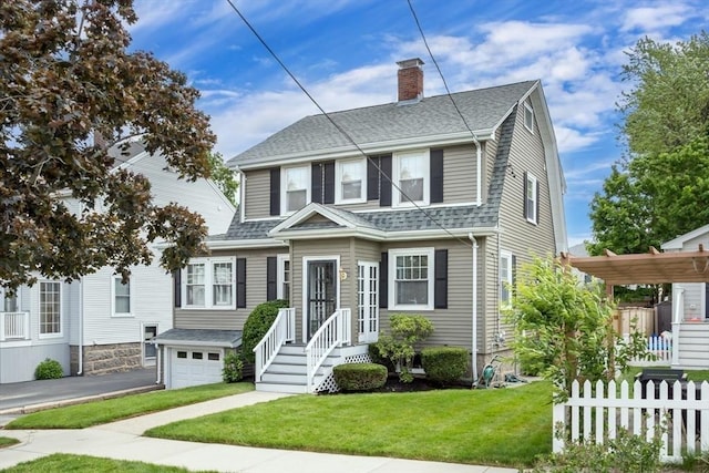 24 Neponset Rd, Quincy, MA 02169 - dutch colonial with a chimney, driveway, and roof with shingles