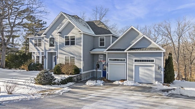 view of front property with a garage