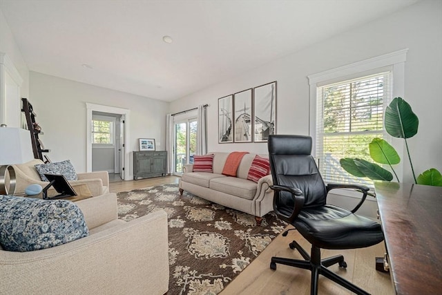 living room featuring light wood finished floors