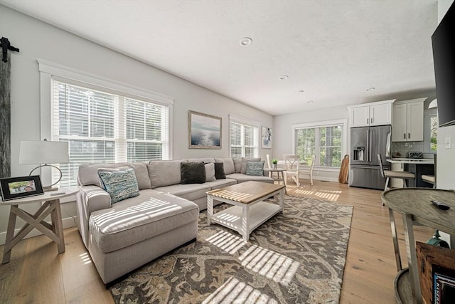 living area with light wood-style floors