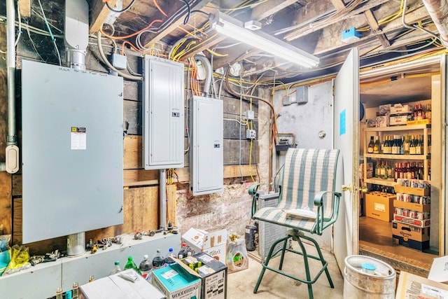 basement featuring electric panel