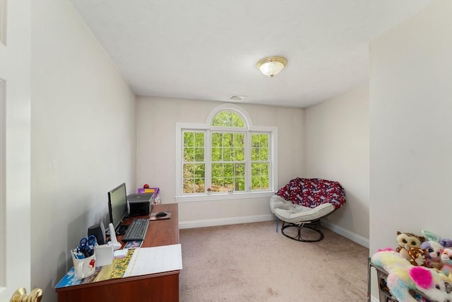 office space with carpet floors and baseboards