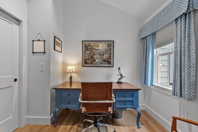124 Osgood Rd, Charlton, MA 01507 - home office featuring light wood-type flooring, baseboards, plenty of natural light, and lofted ceiling