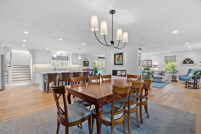 124 Osgood Rd, Charlton, MA 01507 - dining area with recessed lighting, light wood finished floors, plenty of natural light, and a chandelier