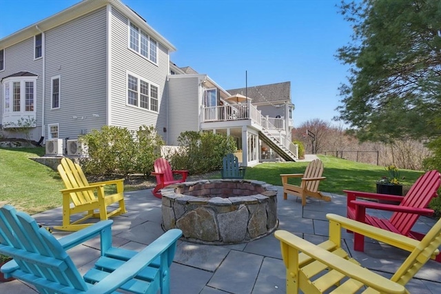 58 Bridle Path, Tewksbury, MA 01876 - view of patio / terrace with stairs and an outdoor fire pit