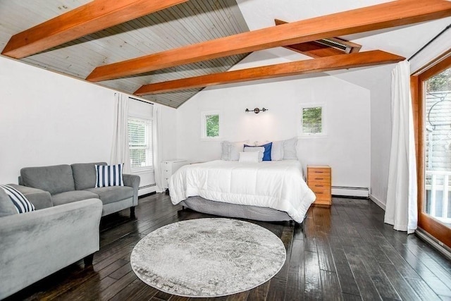 670 Front St, Marion, MA 02738 - bedroom with baseboard heating, dark wood-type flooring, and multiple windows