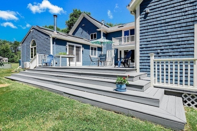 670 Front St, Marion, MA 02738 - rear view of property featuring a balcony and a deck