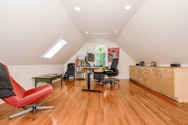 670 Front St, Marion, MA 02738 - office featuring light wood finished floors, vaulted ceiling, and recessed lighting