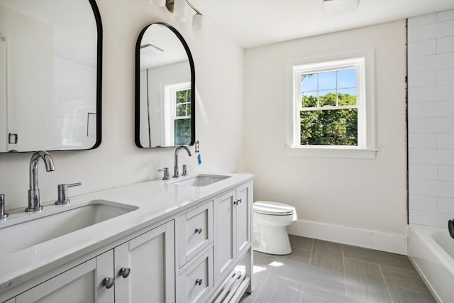 108 S St, Reading, MA 01867 - full bathroom featuring double vanity, tile patterned floors, and shower / tub combination