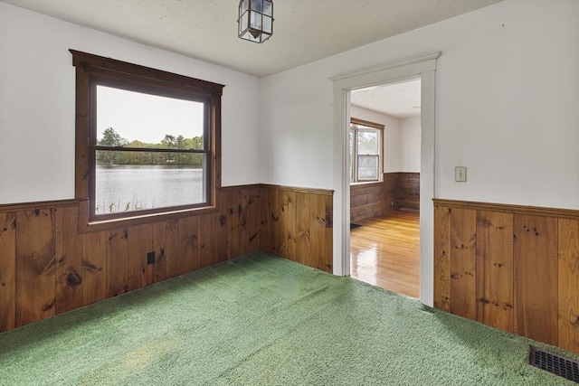 38 Lakeshore Dr, Wayland, MA 01778 - spare room with wainscoting, wood walls, and carpet