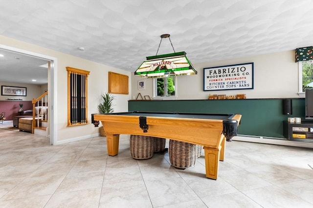 2 Cider Mill Rd, Peabody, MA 01960 - playroom with pool table, a baseboard radiator, and baseboards
